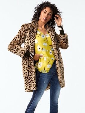 CAbi Josephine Leopard Faux Fur Coat